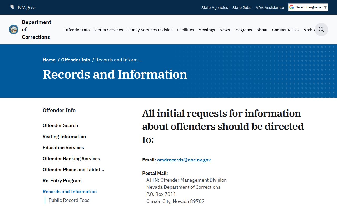 Churchill County three-day release confirmation through NDOC records