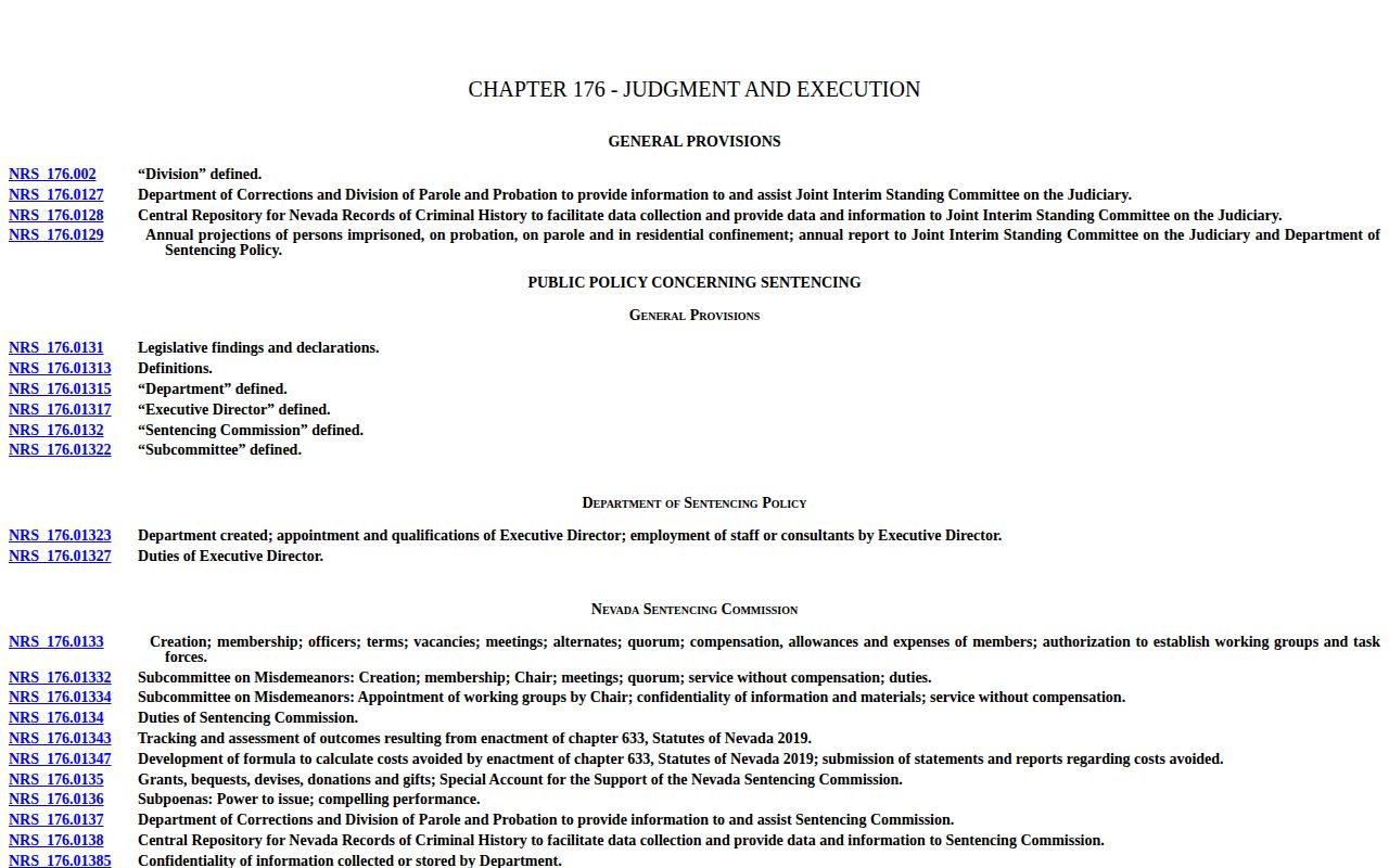 Churchill County inmate release date Nevada minimum and maximum sentence law