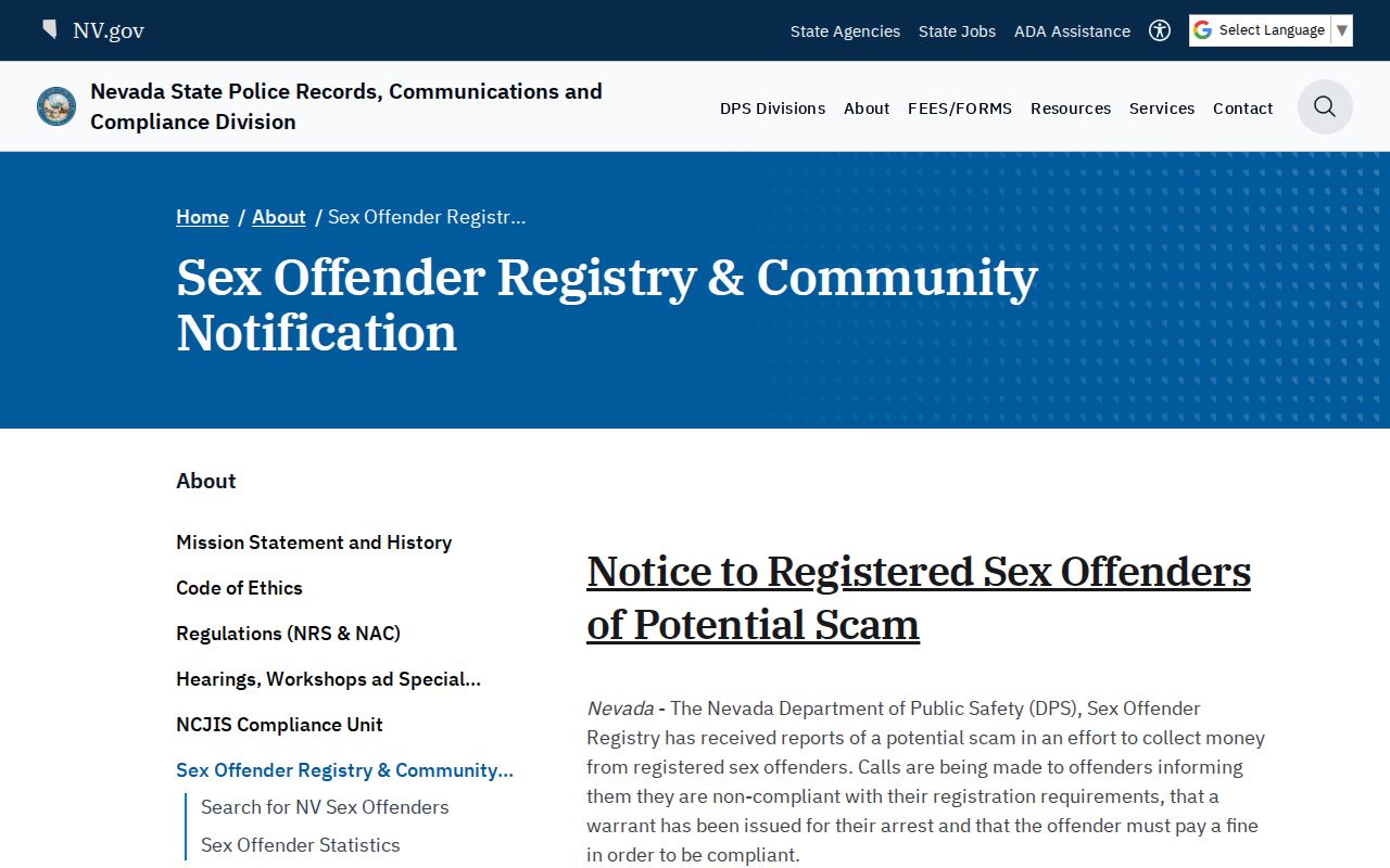 Churchill County VINELink release check Nevada notification guidance